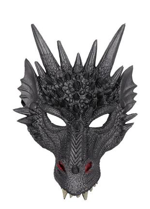 Черная маска дракона resteq. маска дракон из полиуретановой пены. маска dragon черного цвета