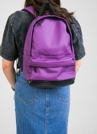Жіночий рюкзак міський універсальний спортивний для подорожей city mini в екошкірі, фіолетовий колір