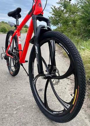 Велосипед гірський на литих дисках macce 26" дюймових колесах передач 21 mtb червоний