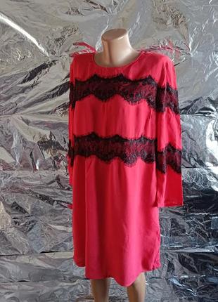 Розпродаж все по 50 гривень! 🥰 модна червона сукня з мереживом хл