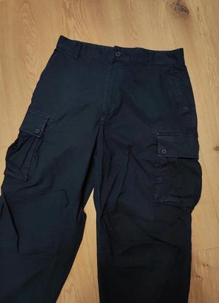 Брюки брюки карго мужские укороченные синие casual широкие regular zara man, размер m - l.
