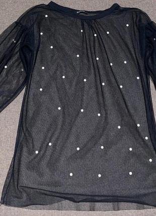 Блузка сетка с жемчужинами