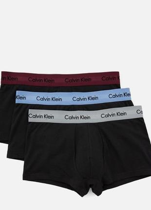 Комплект з 3х хлопкових трусиків боксерів з кольоровою резинкою calvin klein