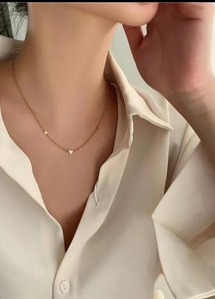 Подвеска 40см нержавеющая сталь чокер с сердечками минималистичная подвеска цепочка с...