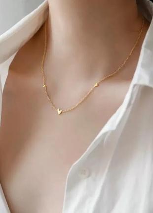 Подвеска 40см нержавеющая сталь чокер с сердечками минималистичная подвеска цепочка с...