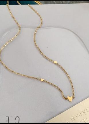 Подвеска 40см нержавеющая сталь чокер с сердечками минималистичная подвеска цепочка с...