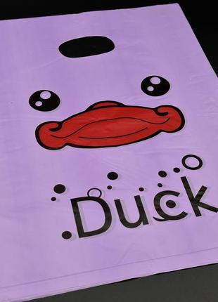 Подарункові поліетиленові пакети 25х35см "duck". колір фіолетовий.1 фото