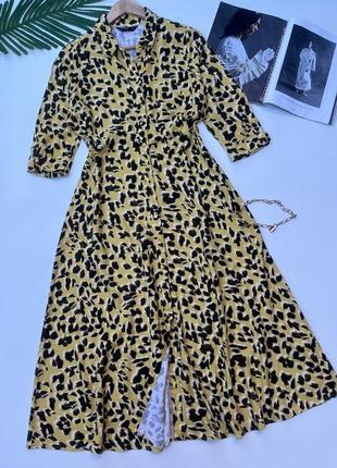 Длинное платье в леопардовый принт. платье рубашка