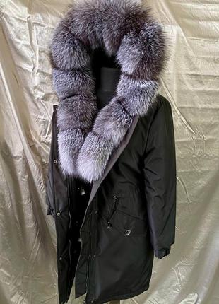 Жіноча зимова парка куртка пуховик з натуральним хутром блюфрост, 42-60 розміри