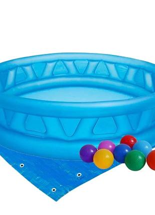 Дитячий надувний басейн intex 58431-2 «літаюча тарілка», 188 х 46 см, з кульками 10 шт, підстилкою та насосом