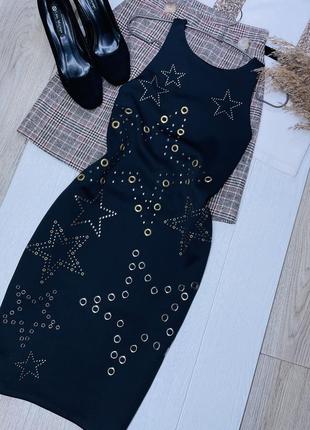 Нове чорне плаття asos m l сукня коротка плаття по фігурі з люверсами
