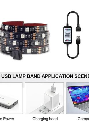 Діодна різнобарвна стрічка, 4 м з usb-кабелем, bluetooth rgb2 фото