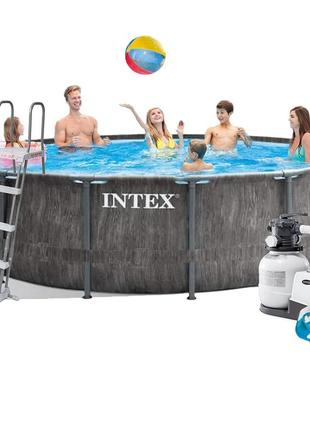 Каркасний басейн intex 26742 - 7, 457 x 122 см (7 900 л/год, драбина, тент, підстилка, набір для догляду)