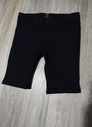 Мужские чёрные джинсовые шорты / burton menswear london / бриджи / мужская одежда / чоловічий одяг / чорні джинсові шорти
