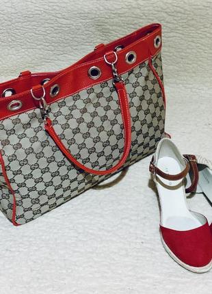 Стильная женская сумка 👜 monogram large red positano handbag canvas leather
