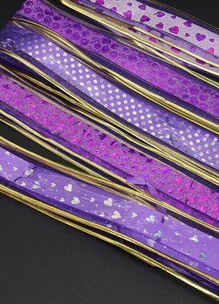 Подарочный бант-затяжка полипропиленовый для декора цвет фиолет. 6х14 см1 фото