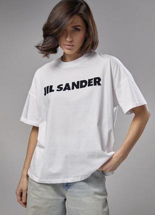 Футболка хлопковая с надписью jil sander