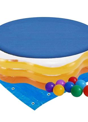 Дитячий надувний басейн intex 56495-3 «морська зірка», 183 х 180 х 53 см, жовтий, з кульками 10 шт, тентом,