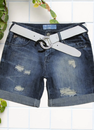 Pull & bear шорты джинсовые с потертостями и разрывами eur 34