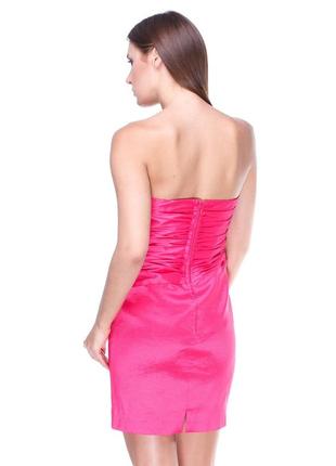 Новое розовое вечернее платье m платье с объемной драпировкой короткое платье с чашечками5 фото