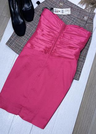 Новое розовое вечернее платье m платье с объемной драпировкой короткое платье с чашечками7 фото