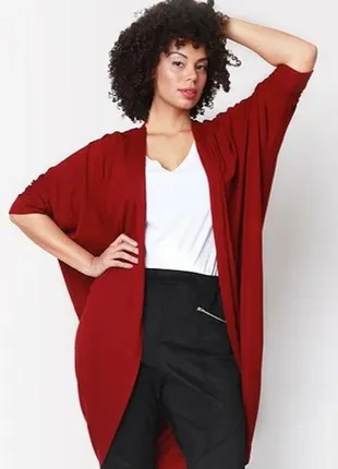Бордовый новый кардиган из мягкого трикотажа батал