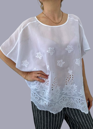 Біла жіноча блуза великого розміру my own/німеччина 48-56 нова bila zhinocha bluza velykoho rozmiru