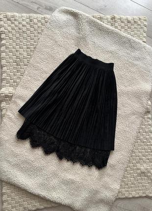 Модная юбка-миди для девочки/стильная черная юбка