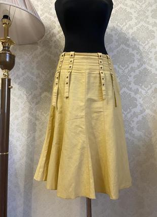 Спідниця міді з льону
