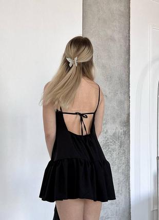 Легкое платье на тонких бретелях с открытой спиной🌿3 фото