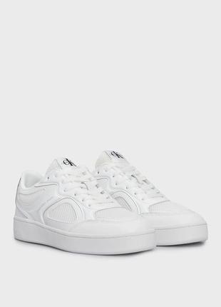 Calvin klein jeans женские белые кроссовки, кеды basket cupsole low mix in met