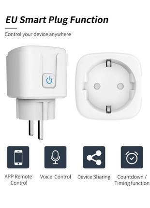 20a eu умная розетка wifi smart plug tuya с функцией контроля мощности, управления голосом