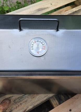Коптильня міні гарячого копчення з гідрозатвором до 4 кг продуктів з термометром