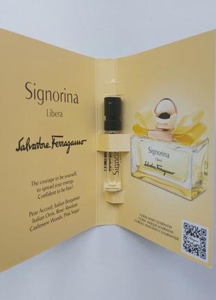 Женская парфюмированная вода пробник salvatore ferragamo signorina libera