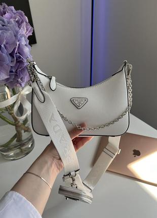 Premium ❗️ сумка в стилі prada re-edition 2005 saffiano leather bag white