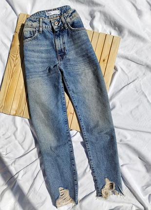 Джинси zara, джинси зара, джинси з рваностями , джинси з необробленим низом, джинси з рваностями знизу, джинси бренд, джинси жіночі, джинси вільні