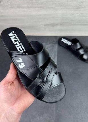 Мужские кожаные шлепанцы