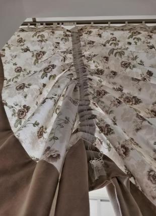Штора короткая на кухню прованс цветы ламбрекен