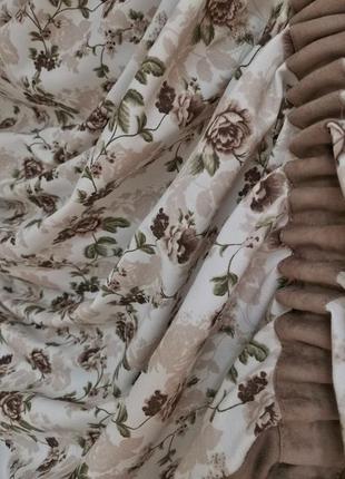 Штора короткая на кухню прованс цветы ламбрекен