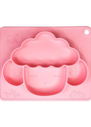 Силіконова тарілка-килимок "баранчик" mgz-0125(pink) 18х23 см