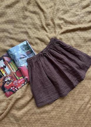 Фирменная мини юбка для девочки/коричневая детская юбка