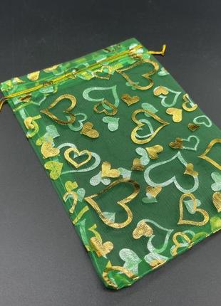 Мешочки для подарков из органзы упаковочные цвет зеленый. 15х20см