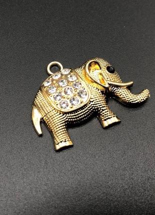 Слон. цвет "золото". с камешком. 40х30мм2 фото