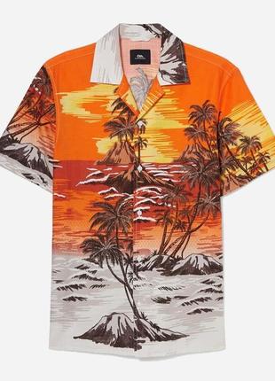 Брендовая гавайская рубашка c&a хлопок этикетка