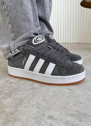 Замшевые кроссовки adidas campus dark grey