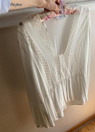 Блуза прозора з мереживом сорочка біла