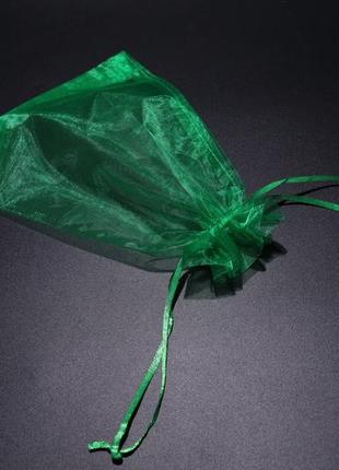 Подарочные красивые  мешочки из органзы  для украшений  цвет зеленый. 17х23см