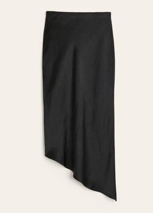 Чёрная атлассная юбка макси h&m,р. м