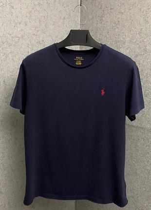 Синяя футболка от бренда polo ralph lauren