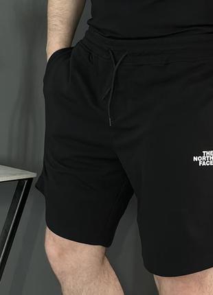 Спортивные шорты мужские the north face черные с белым логотипом / шорты зе норт фейс черного цвета на лето